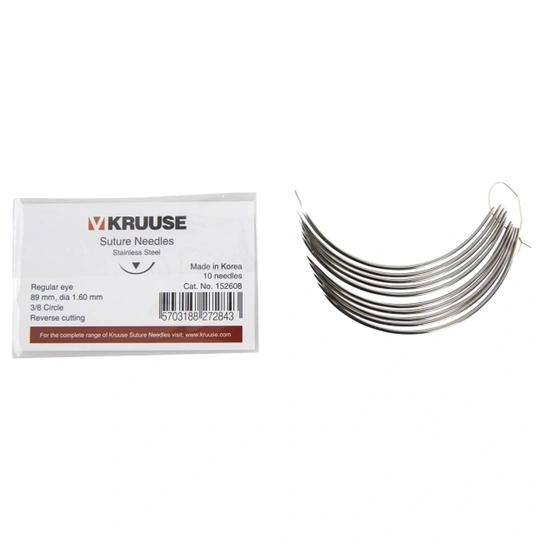KRUUSE sebvarró tű 3/8 körív, reverse cutting 89x1,6 mm