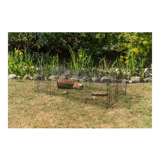 .Kültéri kifutó tetővel, metal, 152x38x72cm, fekete