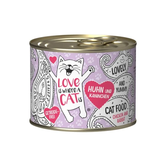 Love is where a cat is konzerv 200g Csirke és Nyúl