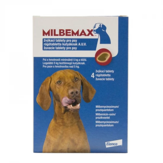 Milbemax 12,5 mg/125 mg kutya ízesített rágótabletta 4x