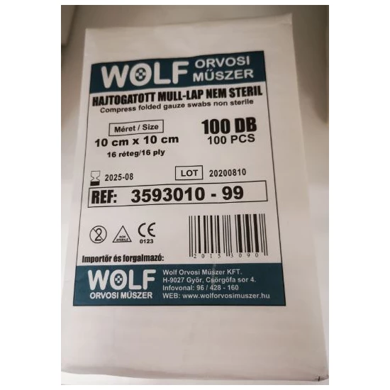 Mull-Lap 10x10cm nem steril hajtogatott 16 rétegű 100 db