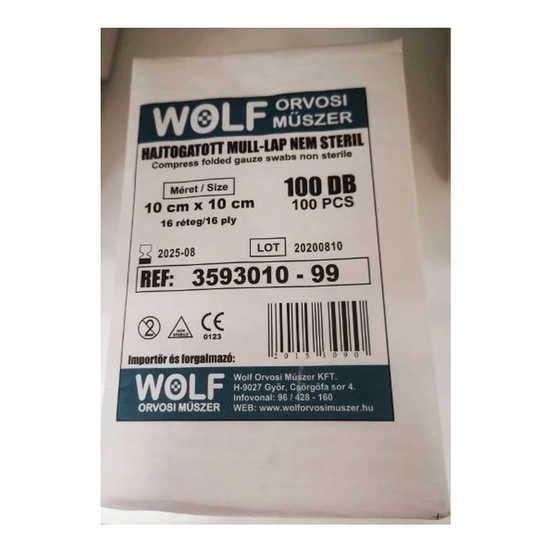 Mull-Lap 10x10cm nem steril hajtogatott 16 rétegű 100 db