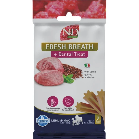 -N&D Quinoa Dog Jutalomfalat Fresh breath Adult Med&Max friss lehelet 100g