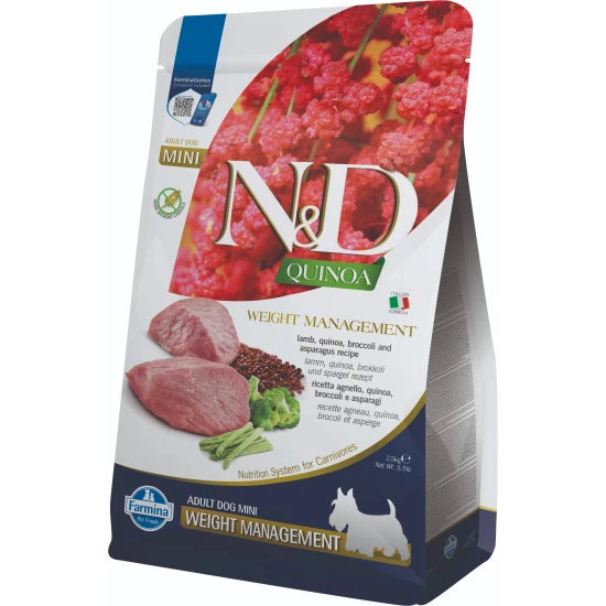 N&D Quinoa Dog Weight Management Bárány&brokkoli Adult Mini 2,5kg