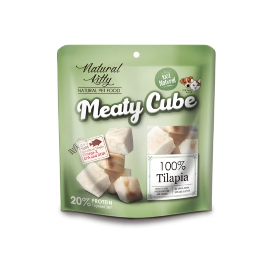 Natural Kitty Meaty Cube 100% Tilápia Hallal 60g Natural Kitty Meaty Cube 100% Tilápia Hallal 60g