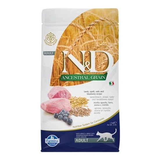 N&D Cat Ancestral Grain bárány, tönköly, zab & áfonya adult 1,5kg