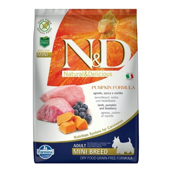 N&D Dog Grain Free bárány & áfonya sütőtökkel adult mini 7kg