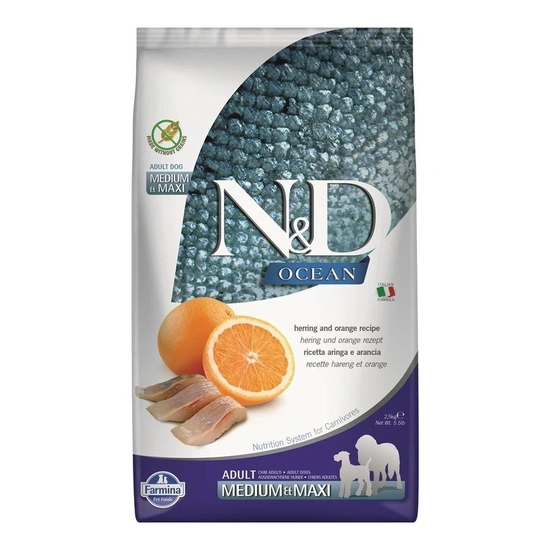 N&D Dog Ocean hering & narancs adult medium & maxi 2,5kg