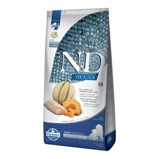N&D Ocean Dog tőkehal,sütőtök & sárgadinnye Puppy medium/maxi 12kg