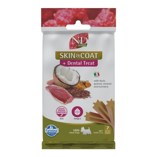 N&D Quinoa Dog Jutalomfalat Skin&coat Duck Adult Mini 60g