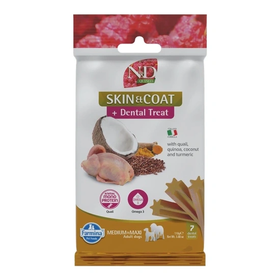 N&D Quinoa Dog Jutalomfalat Skin&coat Quail Adult Med&Max 100g