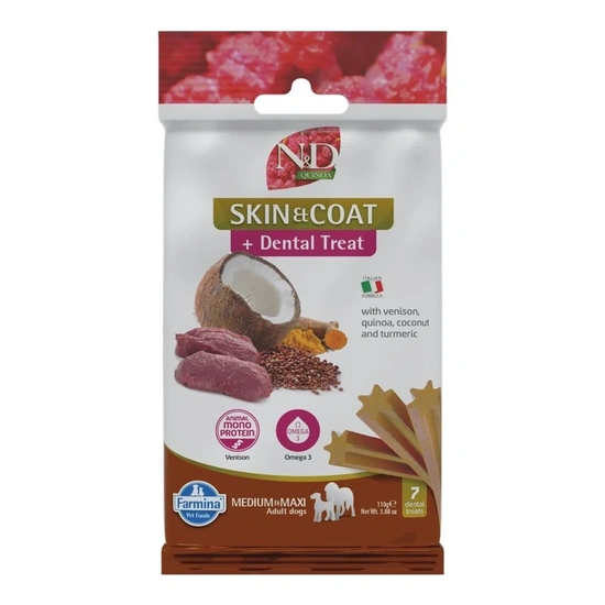 N&D Quinoa Dog Jutalomfalat Skin&coat Venison Adult Med&Max 100g