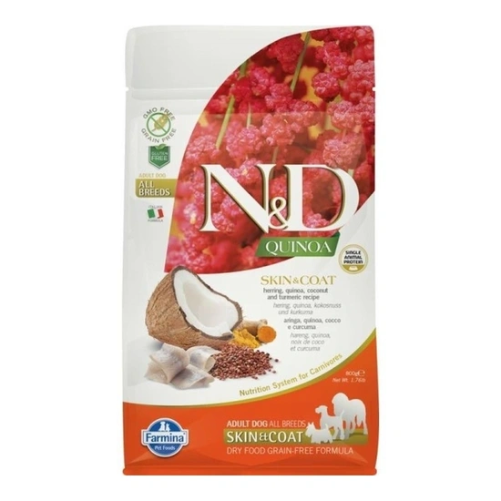 N&D Quinoa Dog Skin & coat hering & coconut adult mini 800g