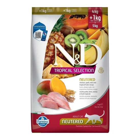 N&D Tropical Selection Cat Chicken Neutered Adult 4+1kg