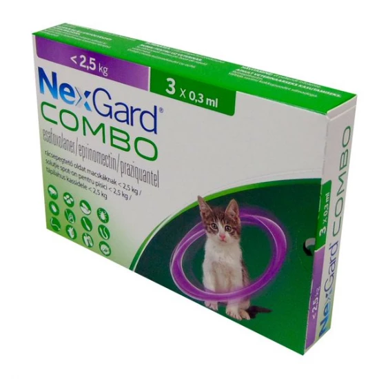Nexgard Combo rácsepegtető oldat macskáknak< 2,5 kg 3x