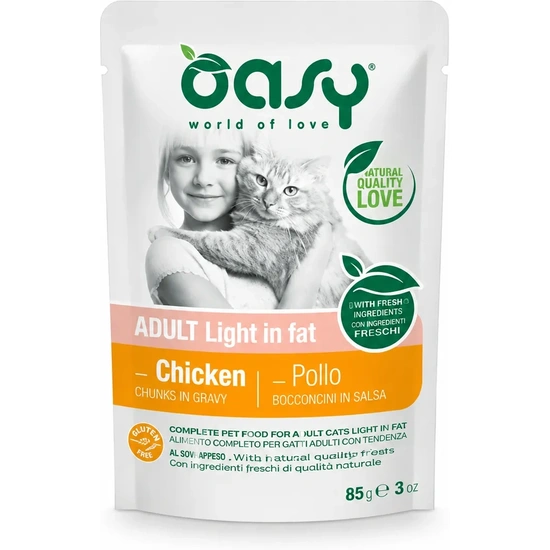 Oasy Cat Alutasakos Chunks in Gravy Adult Light in Fat 85g