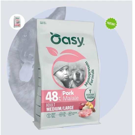 Oasy Dog Monoprotein Adult Medium/Large Pork 10kg