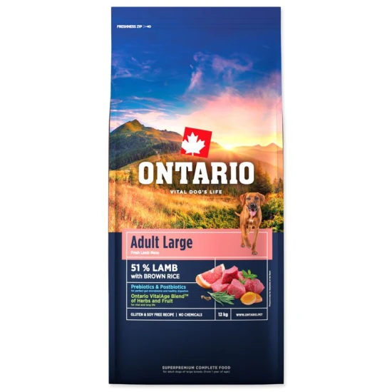 Ontario Adult Large Bárány&Barna Rizs 12kg