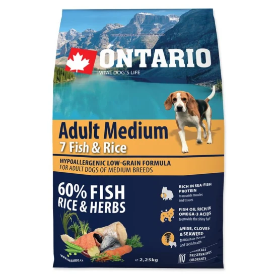 Ontario Adult Medium Hal&Rizs 2,25kg