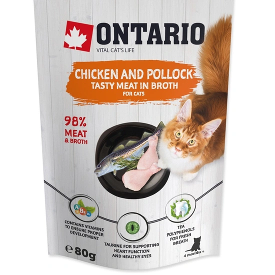 Ontario Cat Alutasak Csirke és Tőkehal, Húslevesben 80g