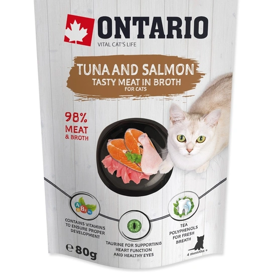 Ontario Cat Alutasak Tonhal és Lazac, Húslevesben 80g