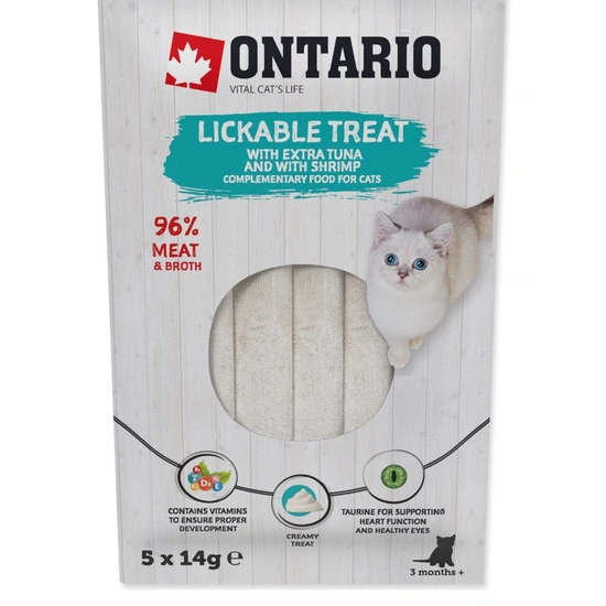 Ontario Cat Folyékony Jutalomfalat Tonhallal és Garnélával 5x14g