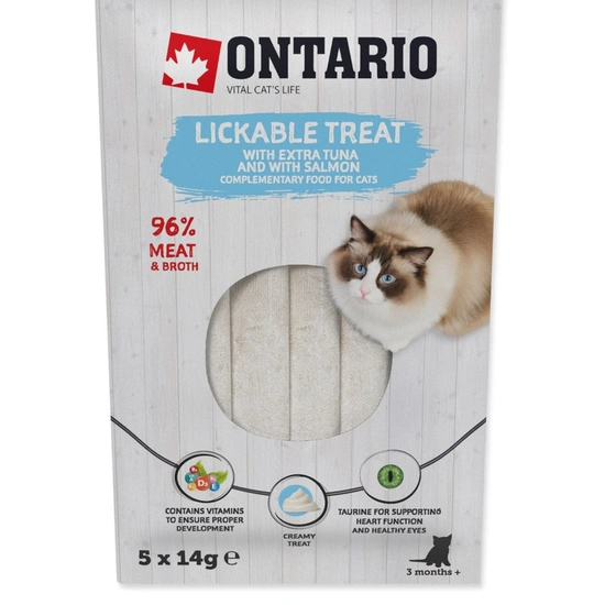 Ontario Cat Folyékony Jutalomfalat Tonhallal és Lazaccal 5x14g