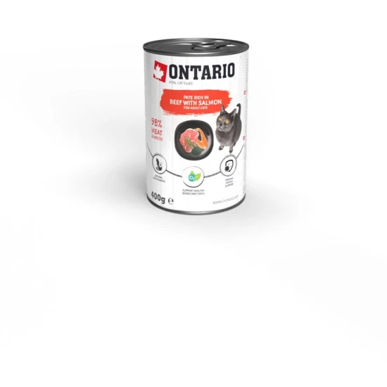 Ontario Cat Pástétom Konzerv Marhahús&Lazac,Spirulina 400g