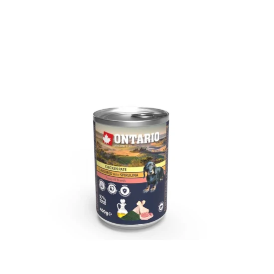 Ontario Dog Konzerv Puppy Csirkepástétom&Spirulina,Lazacolaj 400g