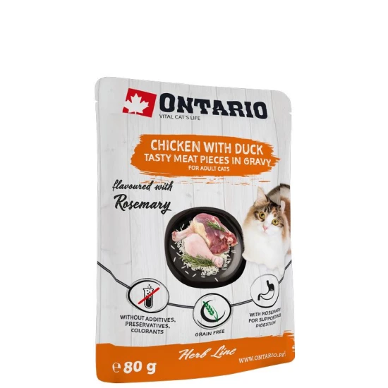 Ontario Herb Cat Alutasak Csirke&Kacsa,Rizs&Rozmaring 80g