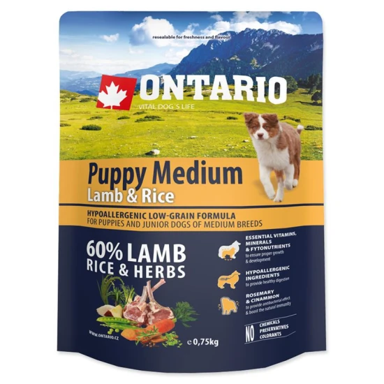 Ontario Puppy Medium Bárány&Rizs 750g
