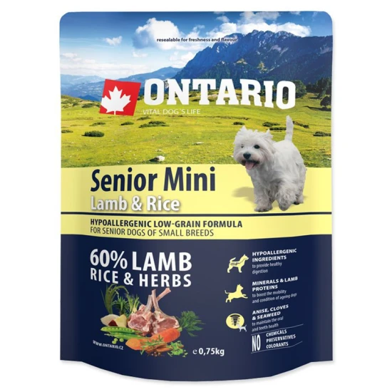 Ontario Senior Mini Bárány&Rizs 750g