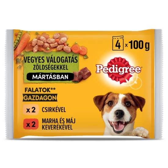 Pedigree alutasak Multipack Adult Csirke & zöldség, Marha & zöldség 4x100g