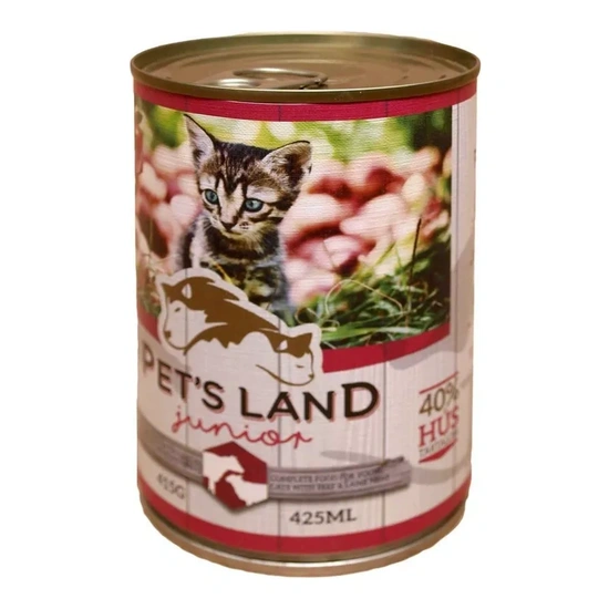 Pet s Land Cat Junior Konzerv Marhamáj-Bárányhús almával 415g