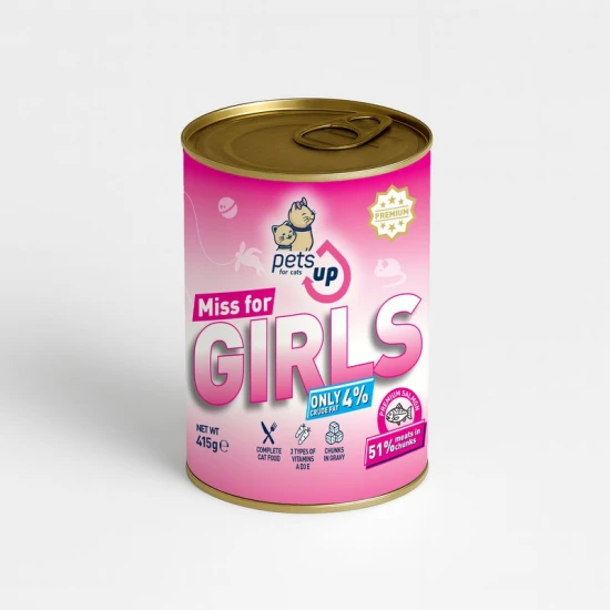 Petsup Prémium Macska Konzerv Miss for Girls Lazaccal 415g