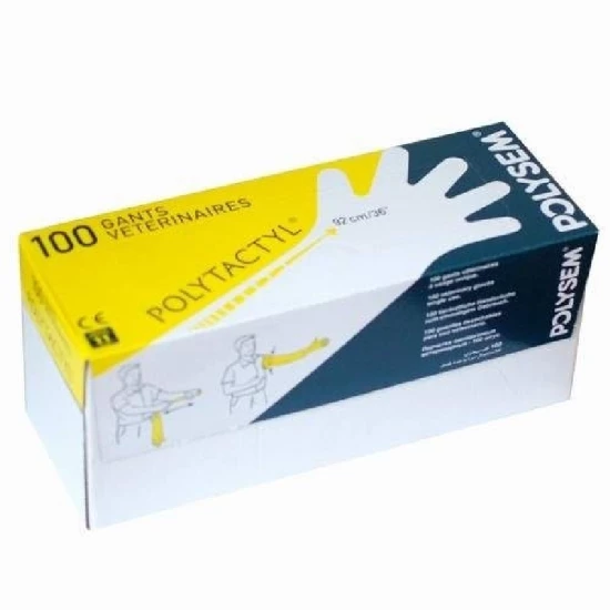 Polysem hosszú PE Kesztyű 33 mikron 100db S-méret, 920 mm