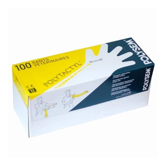 Polysem hosszú PE Kesztyű 33mikron 100db L-méret Vgt 3090 Citromsárga