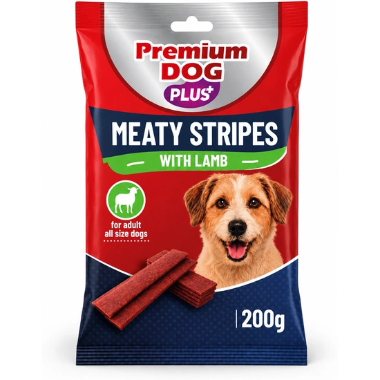 Premium Dog Plus Jutalomfalat Meaty Stripe Lamb 200g