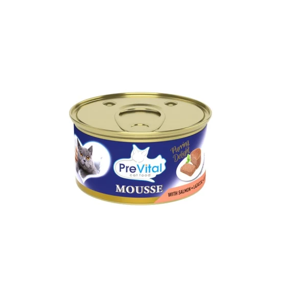 Prevital Nedves Macskaeledel konzerv Mousse lazac 85g
