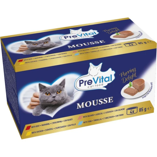 Prevital Nedves Macskaeledel konzerv Mousse vegyes felnőtt 4x85g