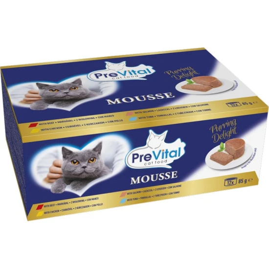 Prevital Nedves Macskaeledel konzerv Mousse vegyes felnőtt 12x85g