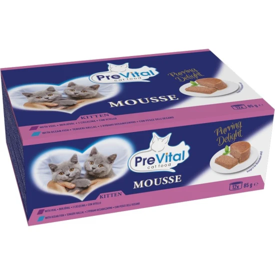 Prevital Nedves Macskaeledel konzerv Mousse vegyes junior 12x85g