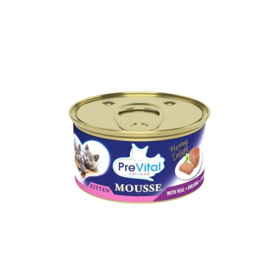 Prevital Nedves Macskaeledel konzrev Mousse junior borjú 85g