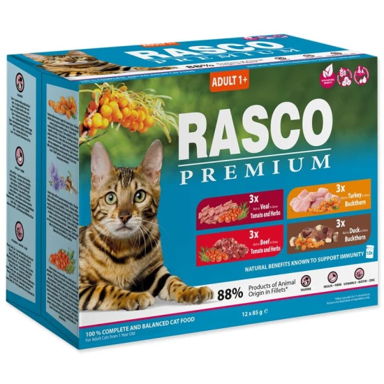 Rasco Premium Cat Alutasak Multipack Adult Marha,Borjú,Pulyka,Kacsa 12x85g