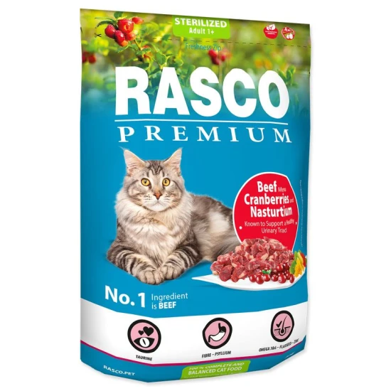 Rasco Premium Cat Sterilized Marha&Vörös áfonya,Vizitorma 400g