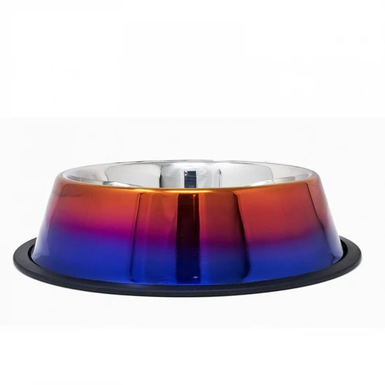Rozsdamentes etetőtál, szuper fényes színátmenettel, gumiperemes - felső 12,0cm/alsó 16,0cm, 0,22l