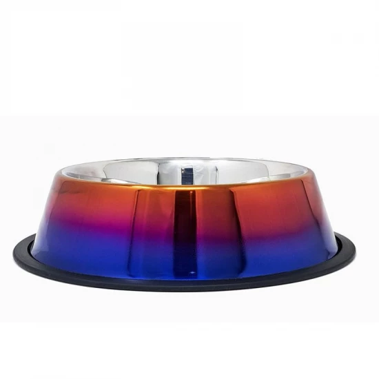 Rozsdamentes etetőtál, szuper fényes színátmenettel, gumiperemes - felső 17,0cm/alsó 23,0cm, 0,70l