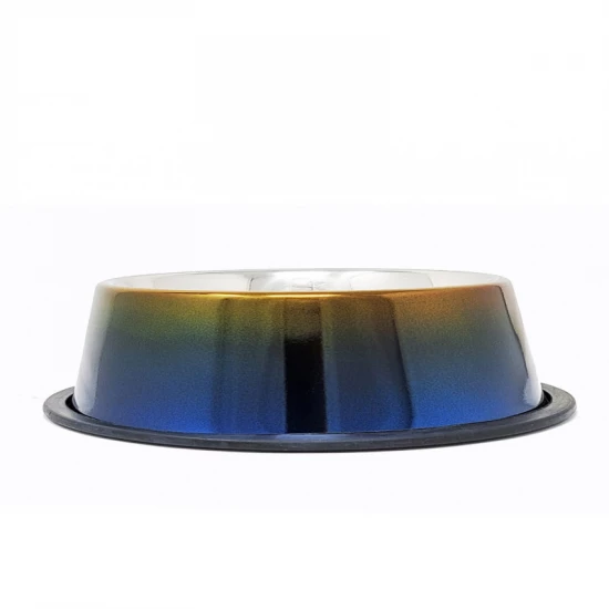 Rozsdamentes etetőtál, szuper fényes színátmenettel, gumiperemes - felső 22,0cm/alsó 29,5cm, 1,55l