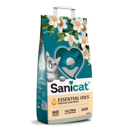 Sanicat macskaalom ESSENTIAL OILS White Jasmine - fehér jázmin illat 10kg (kb. 12l)