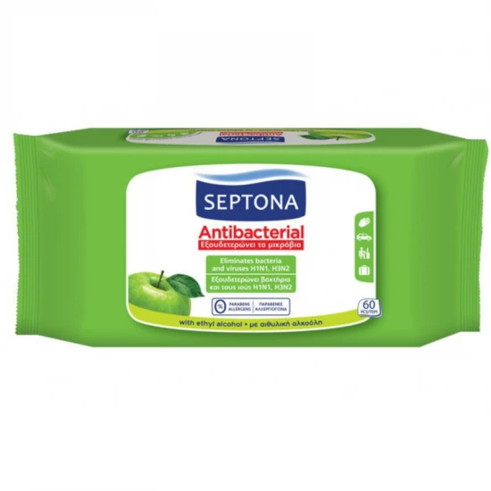 Septona antibakteriális törlőkendő 60db zöldalma